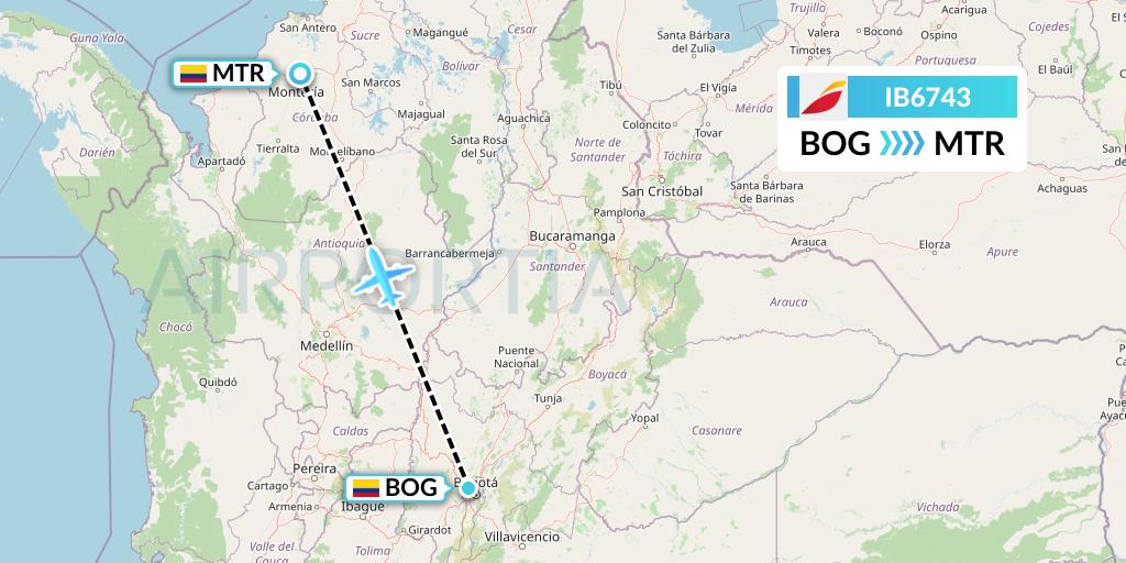 IB6743 Iberia Flight Map: Bogota to Monteria