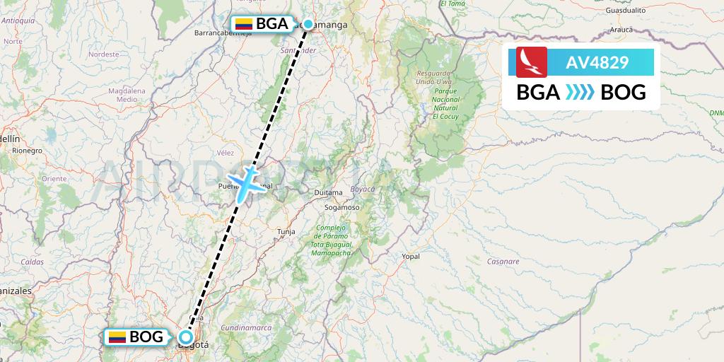 AV4829 Avianca Flight Map: Bucaramanga to Bogota