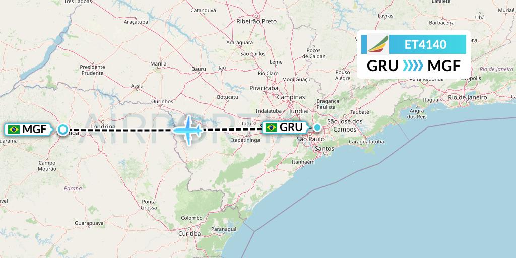 ET4140 Ethiopian Airlines Flight Map: Sao Paulo to Maringa