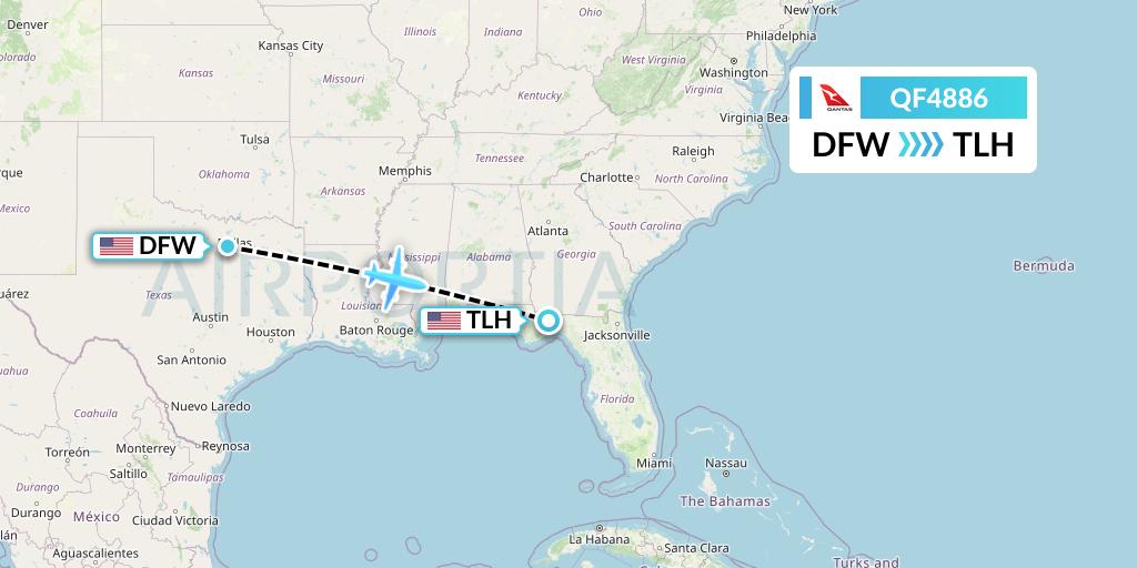 QF4886 Qantas Flight Map: Dallas to Tallahassee