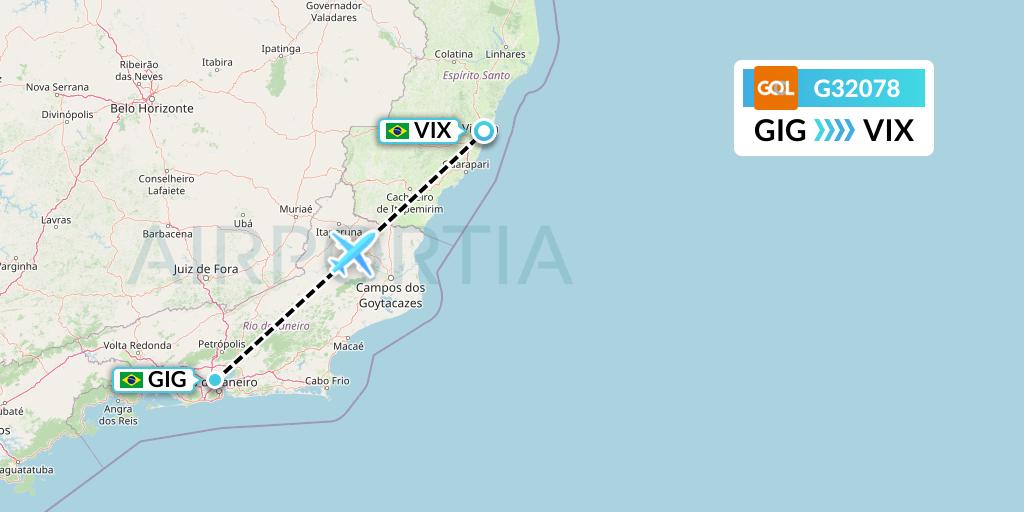 G32078 GOL Transportes Aeros Flight Map: Rio de Janeiro to Vitoria