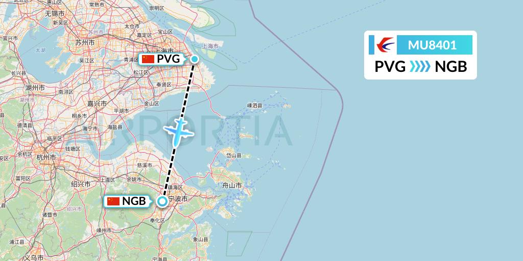 MU8401 China Eastern Airlines Flight Map: Shanghai to Ningbo