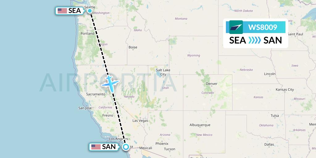 WS8009 Flight Status WestJet Seattle to San Diego (WJA8009)