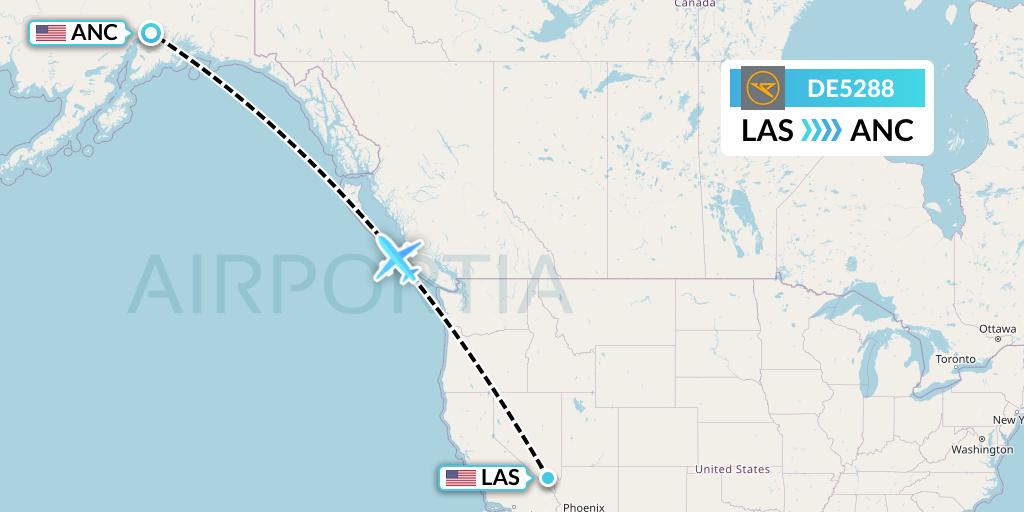 DE5288 Condor Flight Map: Las Vegas to Anchorage