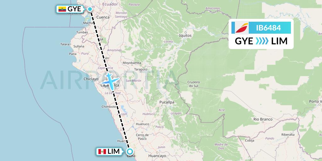 IB6484 Iberia Flight Map: Guayaquil to Lima