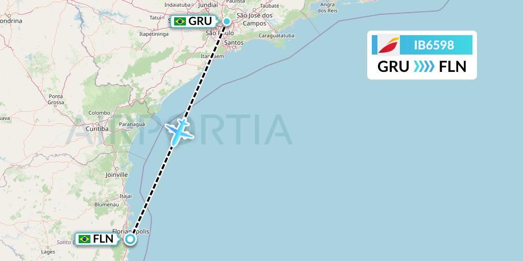 IB6598 Iberia Flight Map: Sao Paulo to Florianopolis