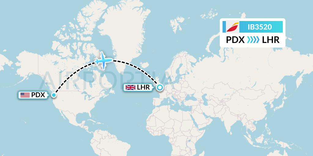 IB3520 Iberia Flight Map: Portland to London