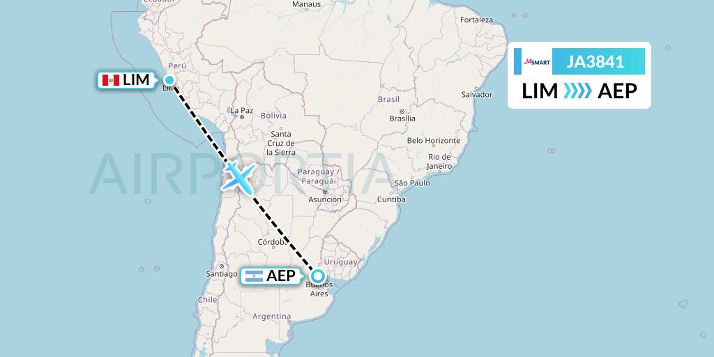 JA3841 JetSMART Flight Map: Lima to Buenos Aires