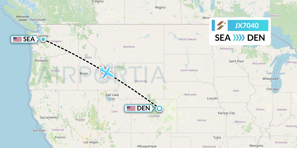 JX7040 Starlux Airlines Flight Map: Seattle to Denver