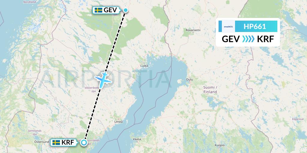 HP661 Amapola Flyg Flight Map: Gallivare to Kramfors