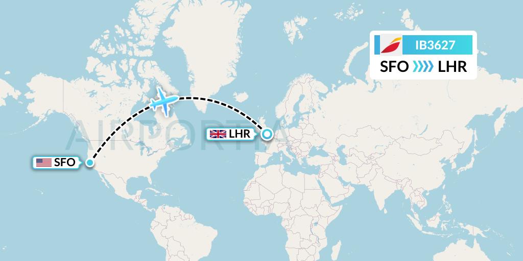 IB3627 Iberia Flight Map: San Francisco to London