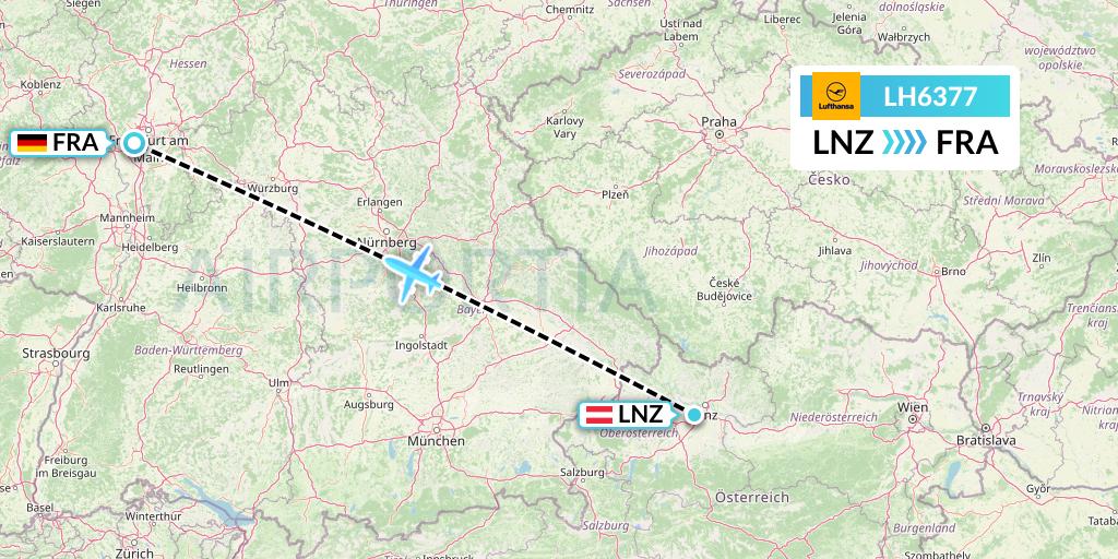 LH6377 Lufthansa Flight Map: Linz to Frankfurt