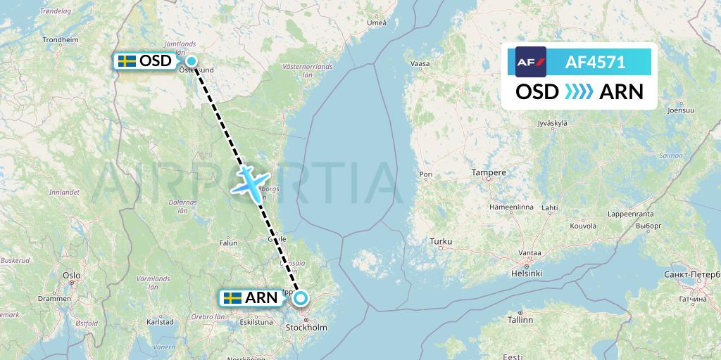 AF4571 Air France Flight Map: Ostersund to Stockholm