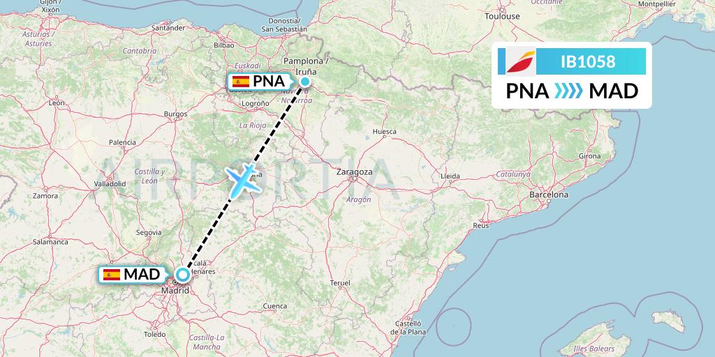 IB1058 Iberia Flight Map: Pamplona to Madrid