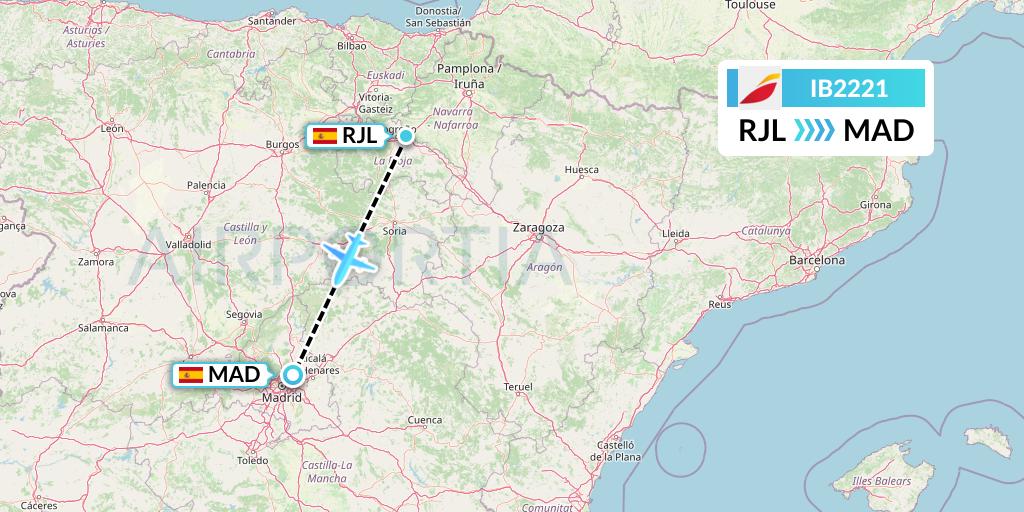 IB2221 Iberia Flight Map: Logrono to Madrid