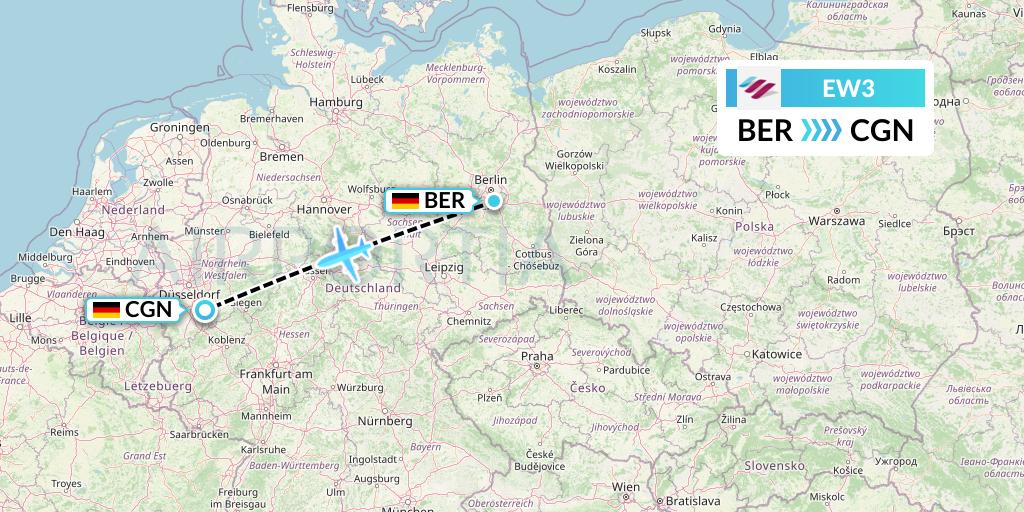 EW3 Eurowings Flight Map: Berlin to Cologne