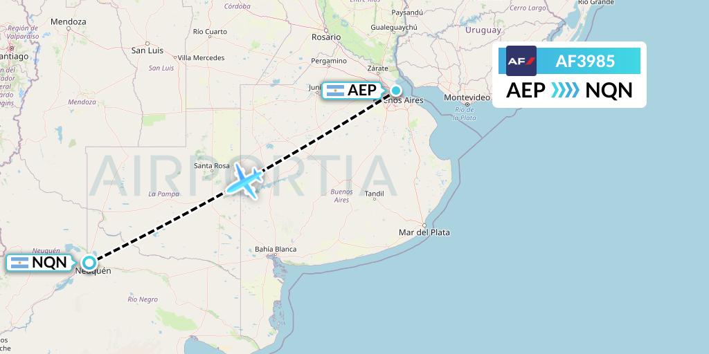 AF3985 Air France Flight Map: Buenos Aires to Neuquen