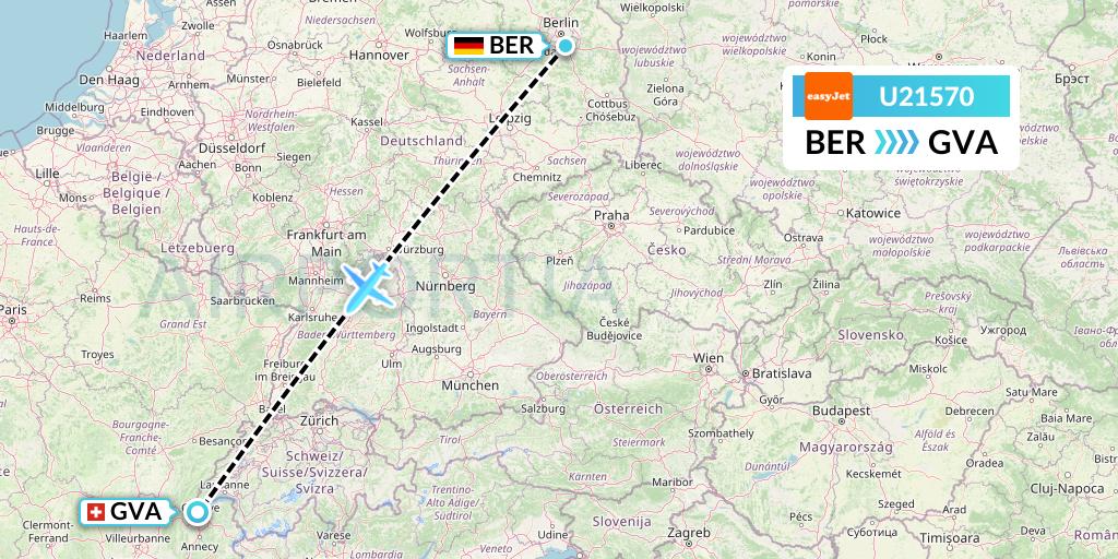 U21570 EasyJet Flight Map: Berlin to Geneva