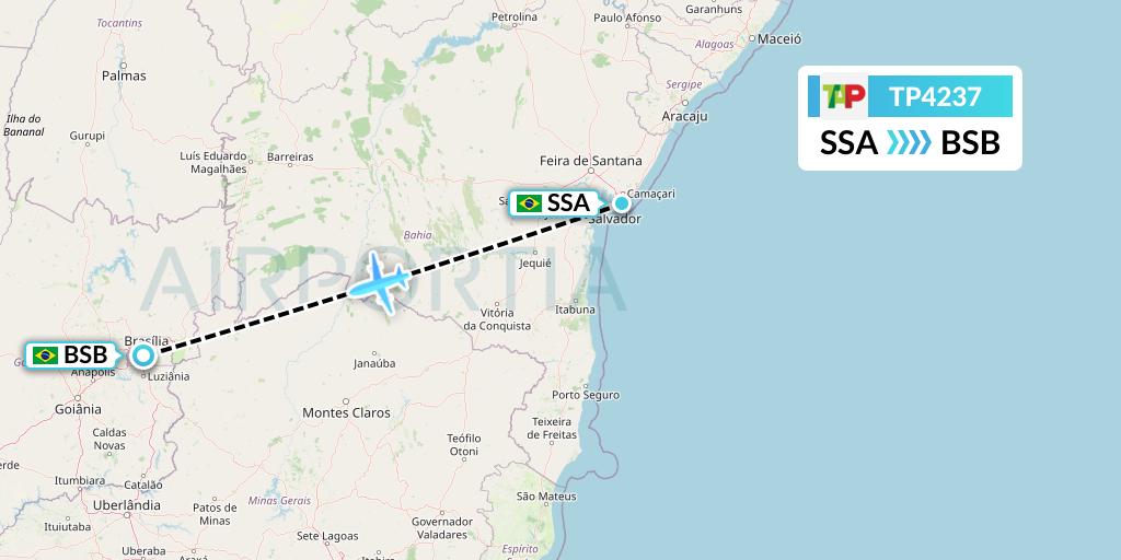 TP4237 TAP Portugal Flight Map: Salvador to Brasilia