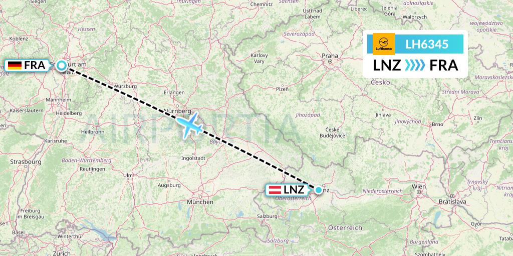 LH6345 Lufthansa Flight Map: Linz to Frankfurt