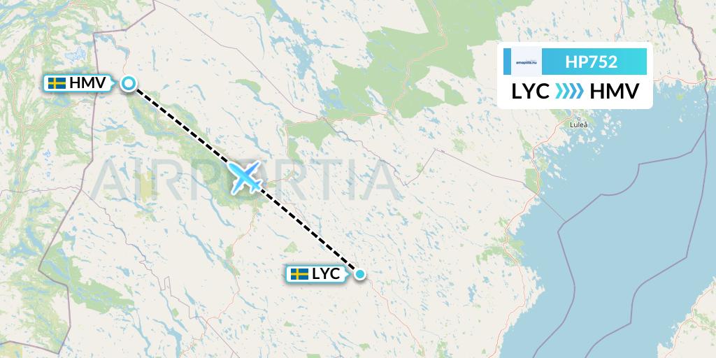HP752 Amapola Flyg Flight Map: Lycksele to Hemavan