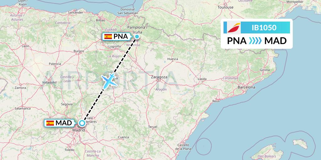 IB1050 Iberia Flight Map: Pamplona to Madrid