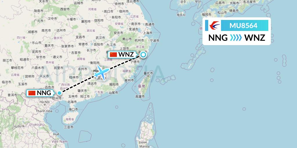 MU8564 China Eastern Airlines Flight Map: Nanning to Wenzhou