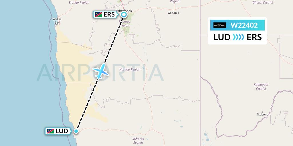 W22402 Flex Flight Flight Map: Luderitz to Windhoek