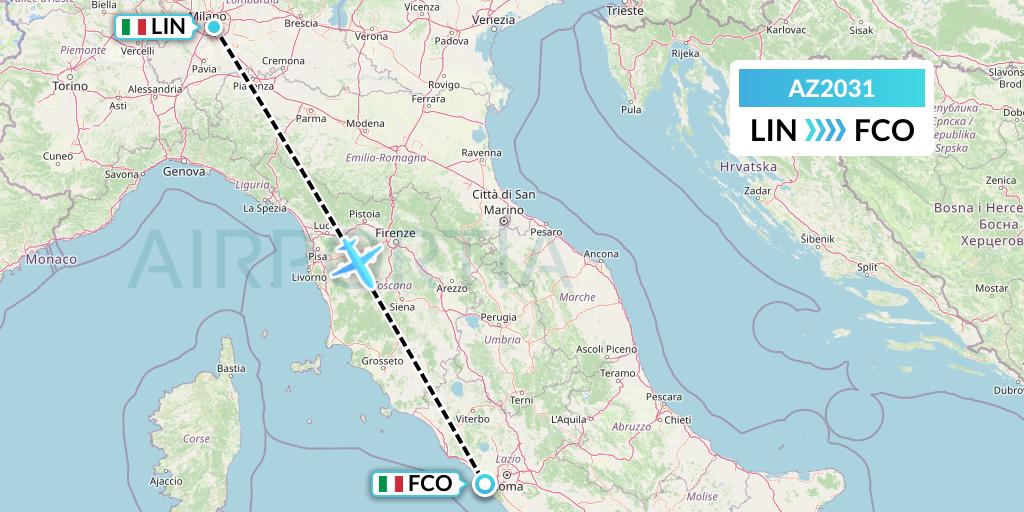 AZ2031 ITA Airways Flight Map: Milan to Rome