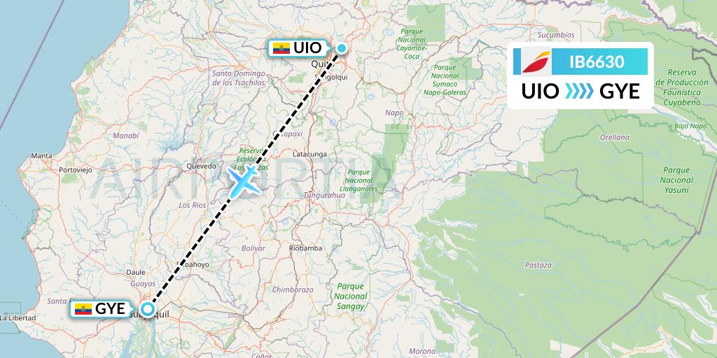 IB6630 Iberia Flight Map: Quito to Guayaquil