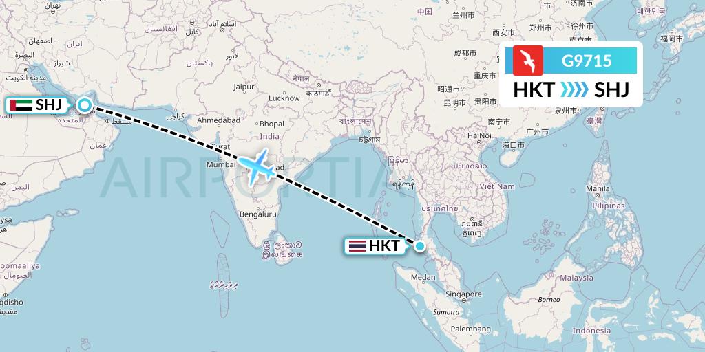 G9715 Air Arabia Flight Map: Phuket to Sharjah