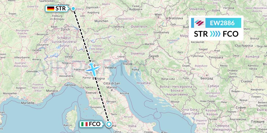 EW2886 Eurowings Flight Map: Stuttgart to Rome