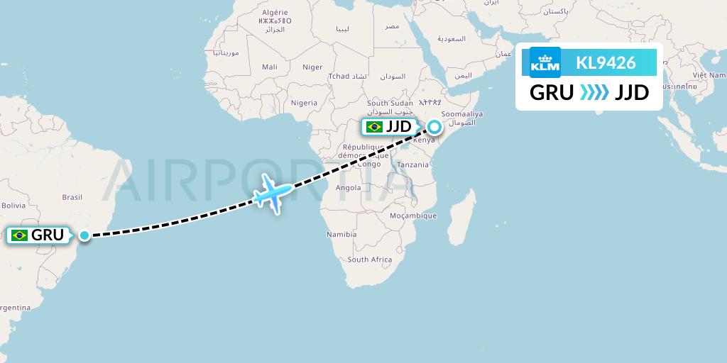 KL9426 KLM Flight Map: Sao Paulo to Cruz Alta