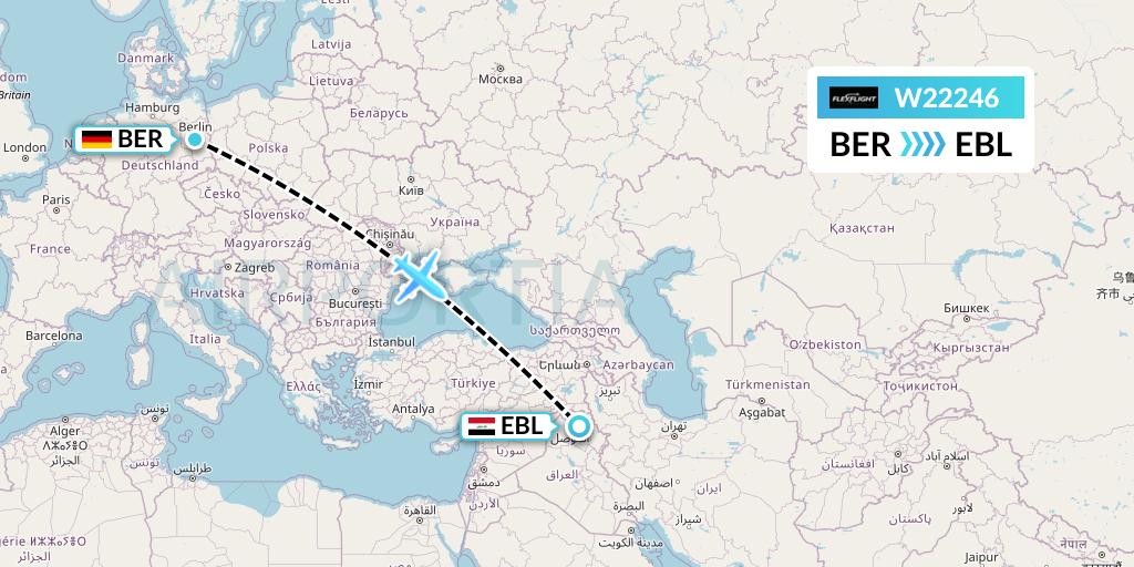 W22246 Flex Flight Flight Map: Berlin to Arbil