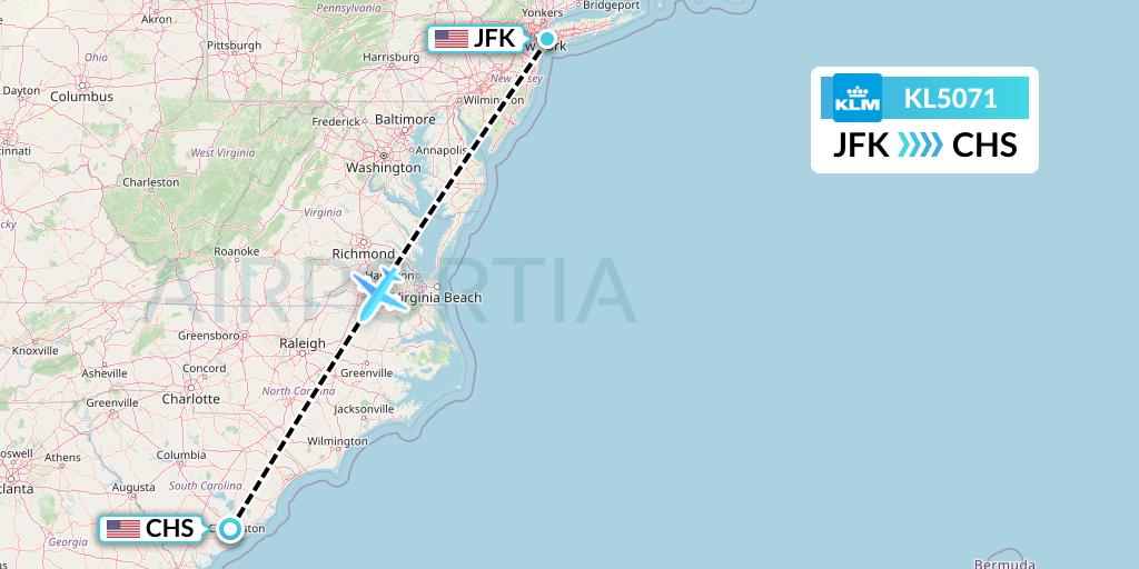 KL5071 Flight Status KLM New York to Charleston (KLM5071)