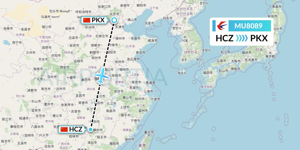 MU8089 China Eastern Airlines Flight Map: Shaoguan to Beijing