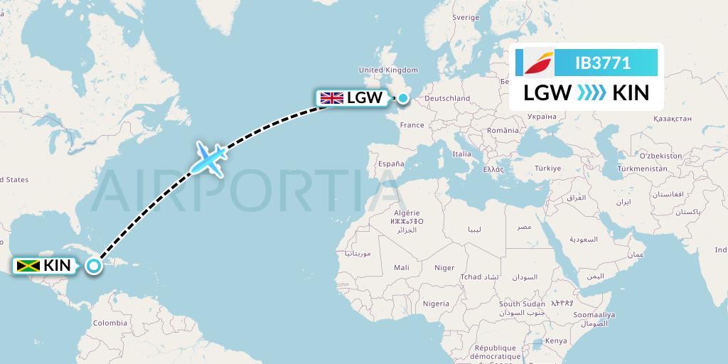 IB3771 Iberia Flight Map: London to Kingston