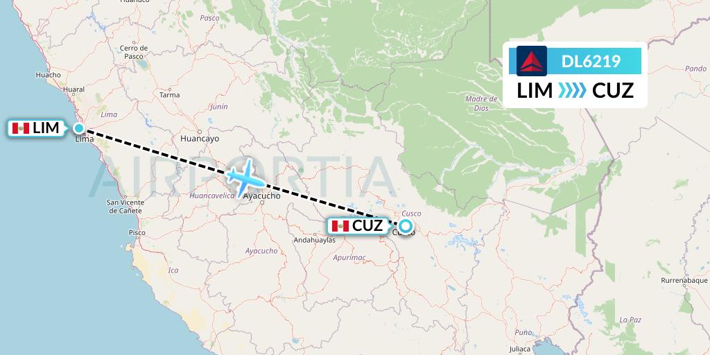 DL6219 Delta Air Lines Flight Map: Lima to Cusco