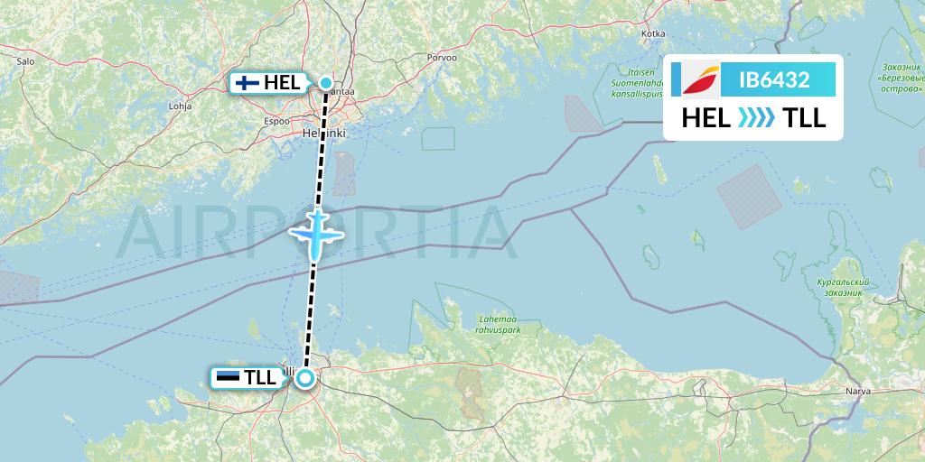 IB6432 Iberia Flight Map: Helsinki to Tallinn