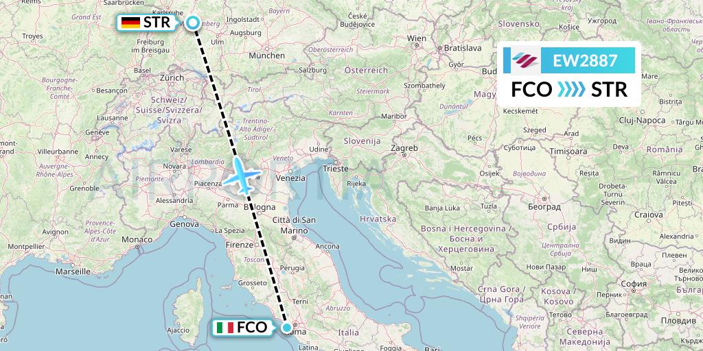 EW2887 Eurowings Flight Map: Rome to Stuttgart