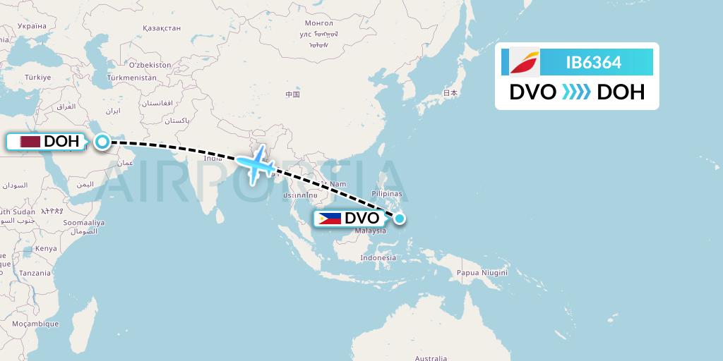 IB6364 Iberia Flight Map: Davao City to Doha