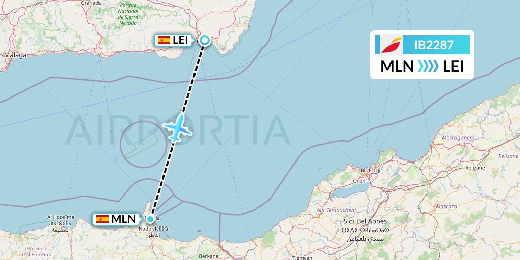 IB2287 Iberia Flight Map: Melilla to Almeria