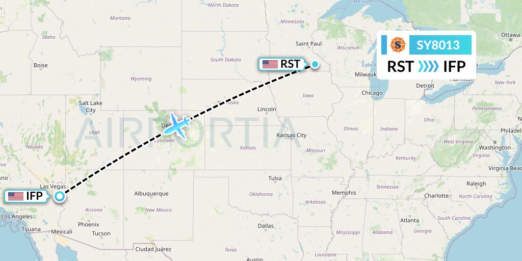 SY8013 Sun Country Airlines Flight Map: Rochester to Bullhead City