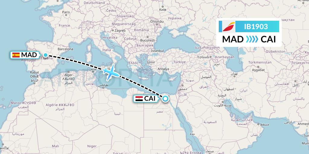 IB1903 Iberia Flight Map: Madrid to Cairo