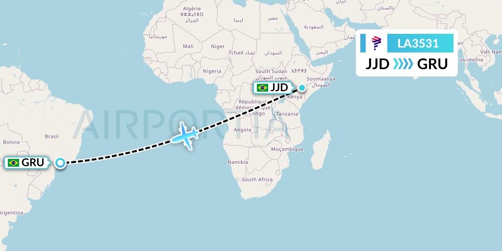 LA3531 LAN Airlines Flight Map: Cruz Alta to Sao Paulo