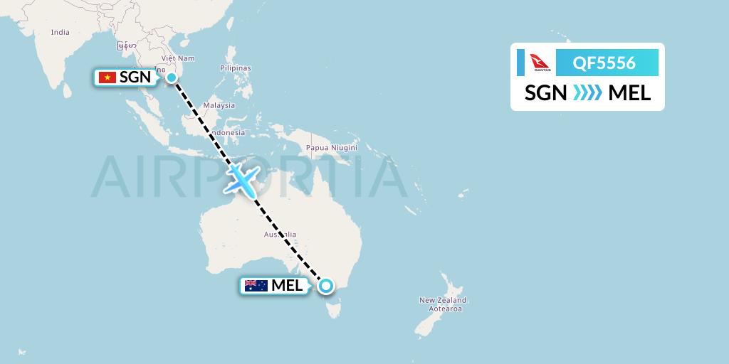 QF5556 Qantas Flight Map: Ho Chi Minh City to Melbourne