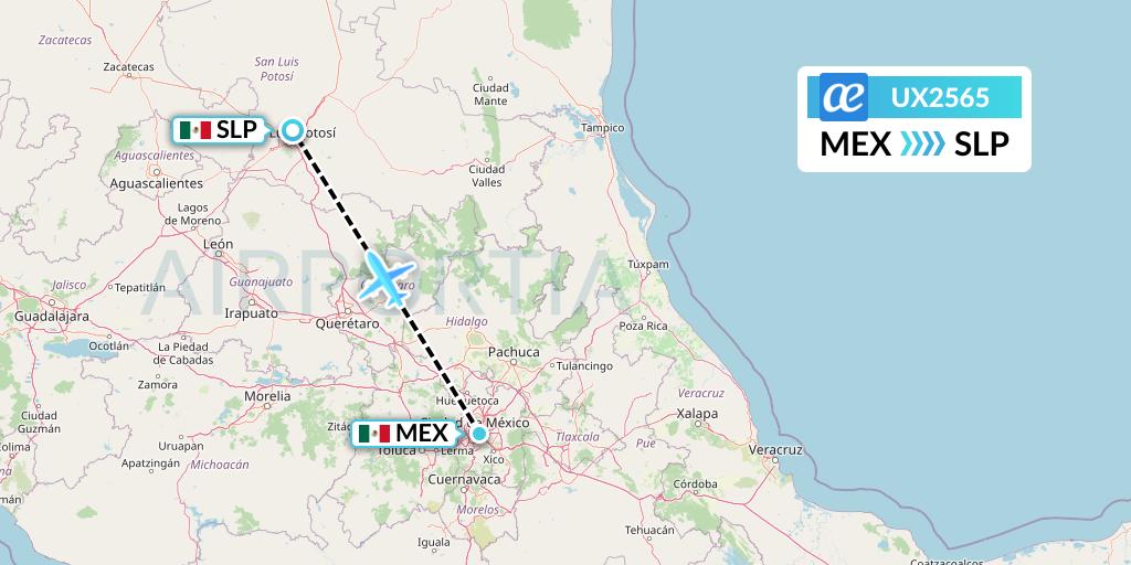 UX2565 Air Europa Flight Map: Mexico City to San Luis Potosi