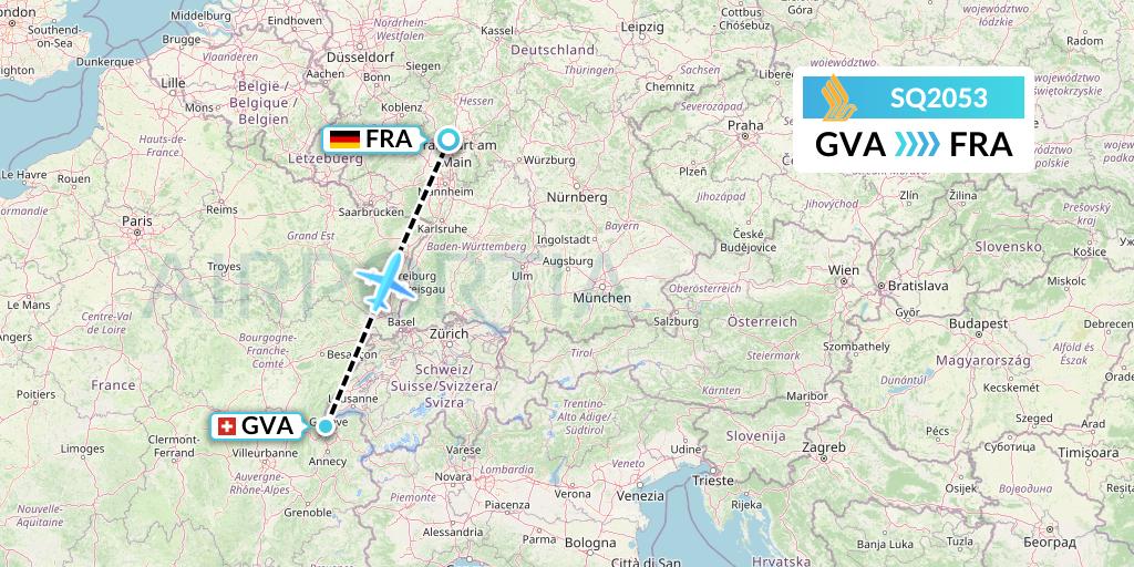 SQ2053 Singapore Airlines Flight Map: Geneva to Frankfurt