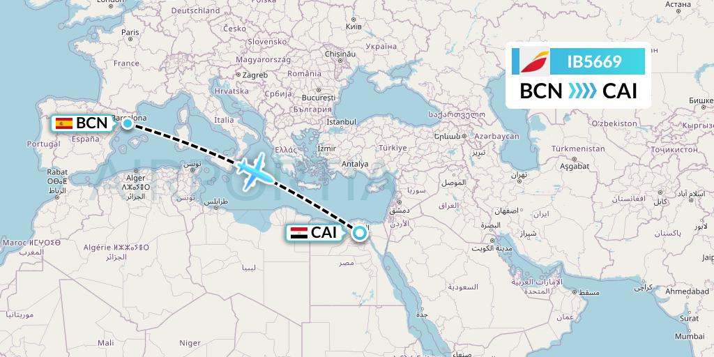 IB5669 Iberia Flight Map: Barcelona to Cairo