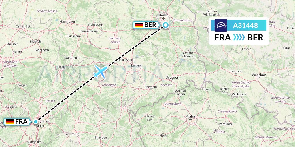 A31448 Aegean Airlines Flight Map: Frankfurt to Berlin